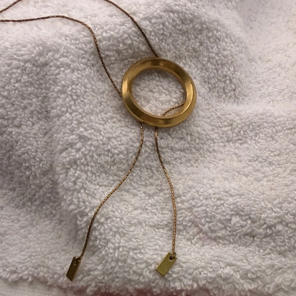 Madewell Gold-plated covered bronze Adjustable Ring Pendant Necklace 12-18” long - Picture 2 of 4